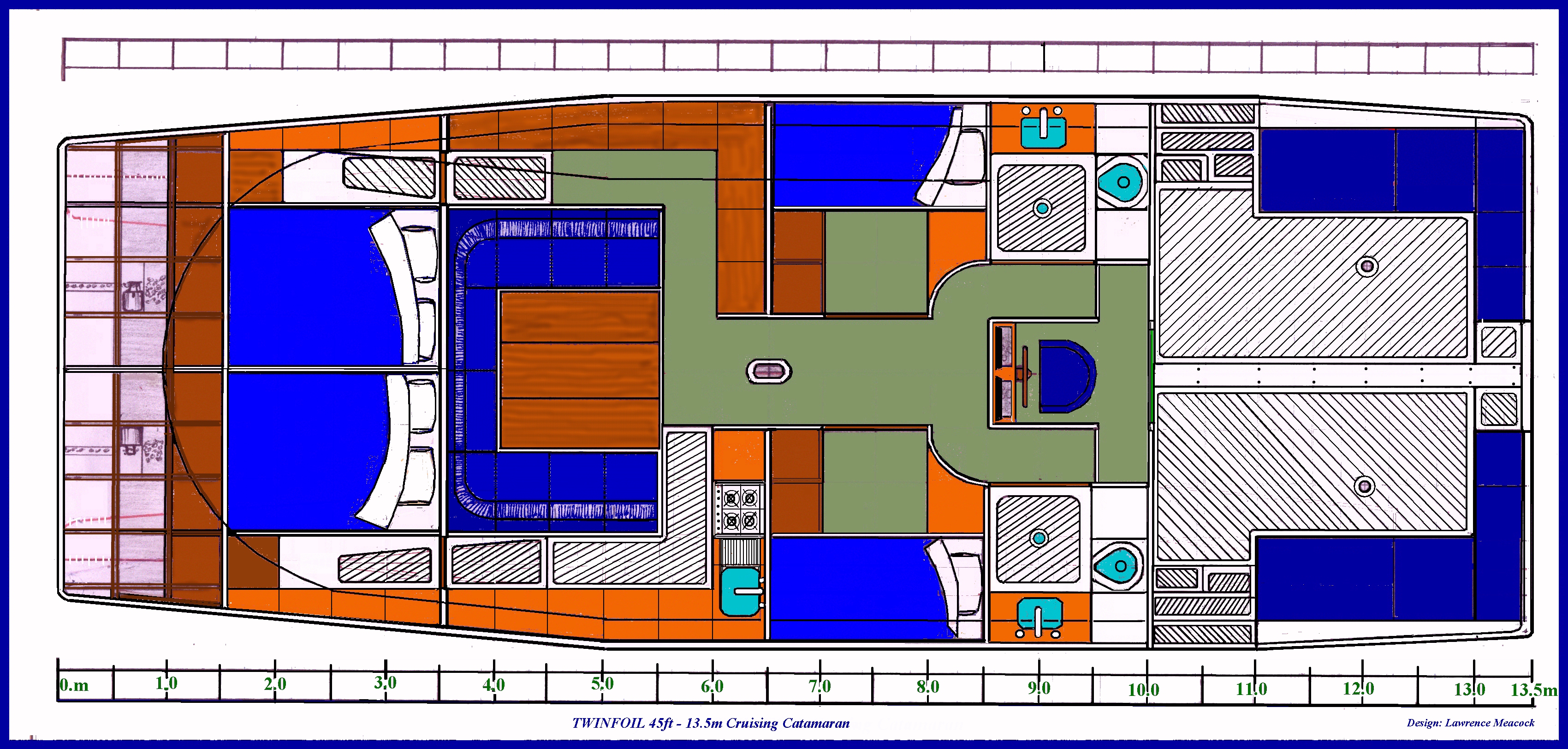 45ft TWINFOIL Cruising Catamaran interior